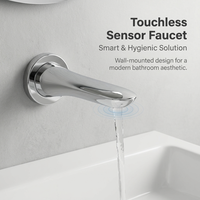 Robinet de lavabo mural sans contact en laiton avec capteur, mitigeur d'eau monotrou, robinet de lavabo automatique moderne pour salle de bain, utilisation durable