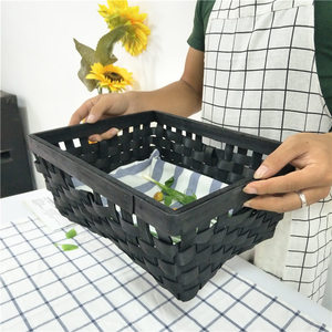 Cesto de Navidad casero ancho plano Holame hogar hecho a mano astillas de madera tejido rectángulo almacenamiento Picnic <span class=keywords><strong>cesta</strong></span> de frutas - Product Image 2