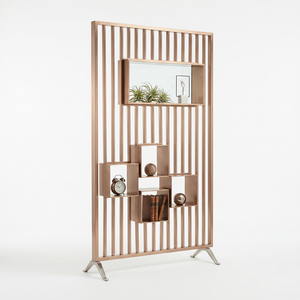 Divisor de Habitaciones Multifuncional de Acero Inoxidable con Estante de Almacenamiento, Separador de Espacios Corporativos para <span class=keywords><strong>Oficina</strong></span> y Recepción - Product Image 1
