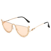 Lunettes de soleil œil de chat diamantées pour femme, semi-cerclées, monture en cristal, strass, lunettes de mode 2025
