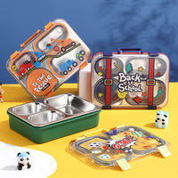 Boîte à lunch en acier inoxydable 304 Trois et quatre compartiments Individuellement Anneau d'étanchéité en silicone Portable Cartoon Bowl Lunch Boxes