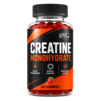 SYC BIO Créatine Monohydrate Gummies Complément Quotidien pour le Bien-être Musculaire 60 Comprimés Fraise 1250mg Fabrication Personnalisée