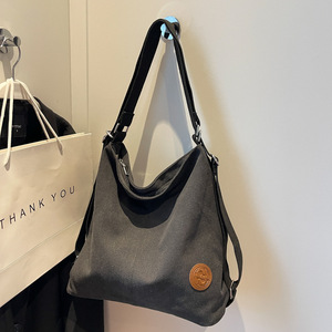 Sac fourre-tout grande capacité pour femme, fermeture éclair, doublure polyester, style urbain et épuré, toile, loisirs, voyage, polyvalent - Product Image 2