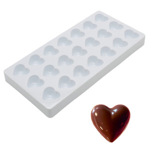 Moule à chocolat professionnel en polycarbonate durable, 13,5x27cm, 21 cavités en forme de cœur, pour les fournitures de confiserie de mariage - Product Image 6