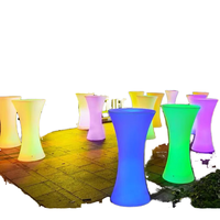 Kursi meja LED bentuk bulat Modern, furnitur Cocktail ringan untuk restoran luar ruangan pesta pernikahan Kelab Malam