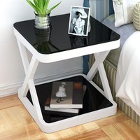 Table basse moderne en verre trempé durable pour petit appartement, salon, chambre à coucher, avec structure en acier, design luxueux