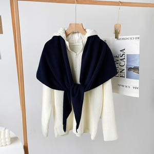 אופנה צעיף משולש נשים, גלימה פונצ 'ו-מוצק צבע קשמיר חם צעיף צעיף - Product Image 4