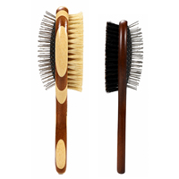 Brosse à poils pour animaux de compagnie écologique double face en bambou et bois de bois noir africain laqué pour le toilettage des chats et des chiens