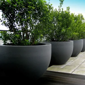 Fabriek Directe Verkoop Lichtgewicht Duurzame Extra Grote Ronde Glasvezel Hars Planter Pot Voor Project