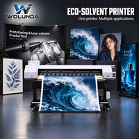 Imprimante éco-solvant à tête unique Wolunda 6180, imprime des autocollants pour voitures, des toiles et des films PVC rigides avec encre à solvant faible et à base d'eau