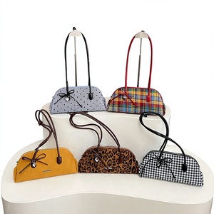 Fashionable Bow-shaped Casual ZIP Portable Summer Women's Crossbody <b>Handbag</b> <b>Chains</b> Two Straps PU Material Polyester Lining - Product Image 6