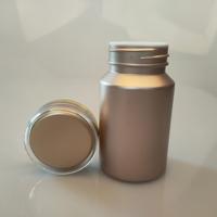 Flacon à pilules en plastique bleu foncé mat de 125 ml avec bouchon à vis doré, conteneur vide pour capsules et comprimés de santé