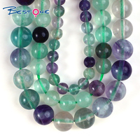 Bestone Großhandel 4mm 6mm 8mm Naturstein perlen grün Fluorit Halbe del steine lose Edelsteine Perlen für Schmuck DIY Herstellung