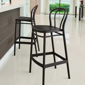 厂家批发pp彩色可叠放塑料高脚椅餐厅酒店酒吧凳椅