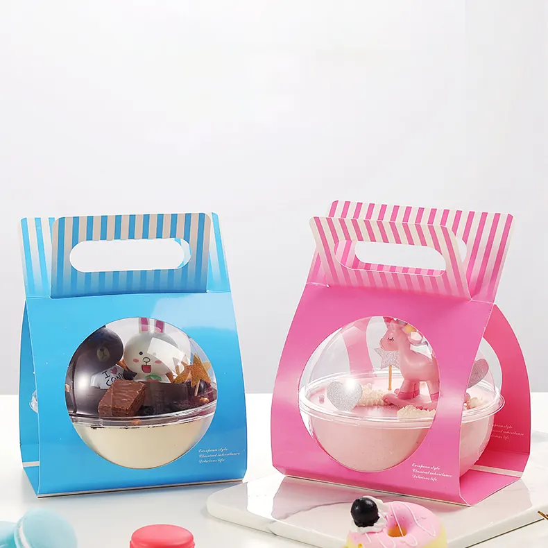 새로운 스타일 투명 플라스틱 포장 그릇 및 일회용 무스 케이크 공 상자 및 휴대용 디저트 컨테이너 상자