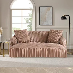 פוליאסטר ruffle פוליאסטר rufle ספנדקס כרית כיסוי אוניברסלי נשלף 2 מושבים ספה לשמיכה עם חצאית - Product Image 4