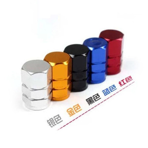 Tapas de válvula de aleación de aluminio hexagonales para coche, motocicleta, estilo americano, paquete de 4, plateado, dorado, negro, azul, rojo - Product Image 1