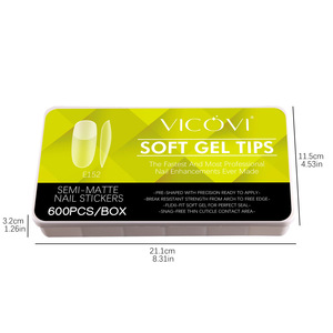 600 pièces de <span class=keywords><strong>faux</strong></span> ongles en <span class=keywords><strong>gel</strong></span> souple à presser, double face, mat, <span class=keywords><strong>sans</strong></span> couture, en ABS, avec formes cercueil, amande, ovale, stiletto, pour nail art - Product Image 6