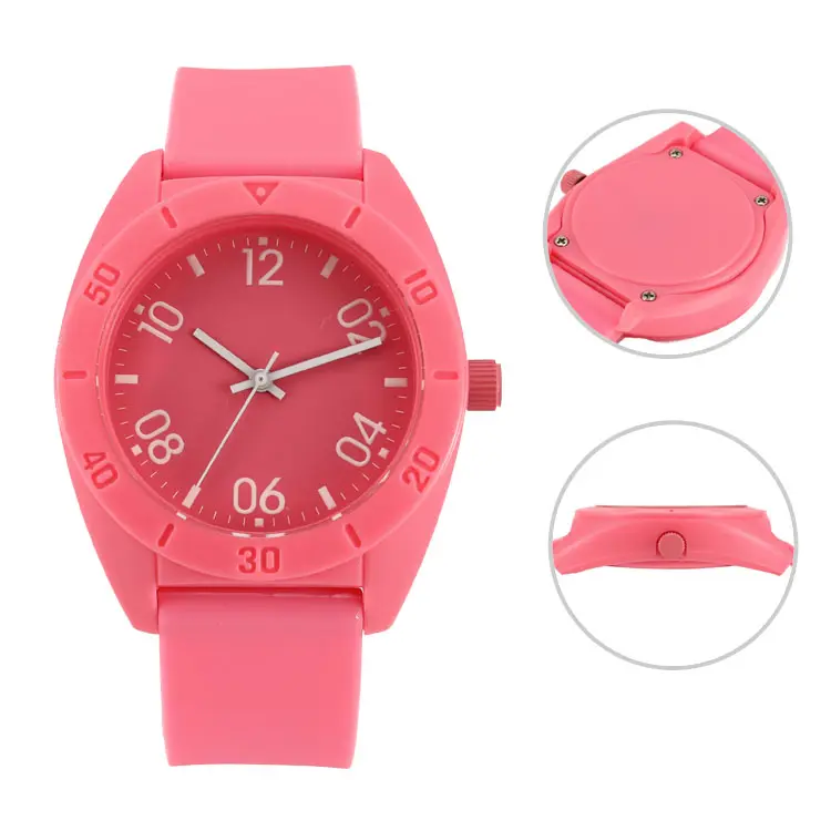 Free Sample Pink Low Moq Simple Silicon Rubber Watch Best For Women