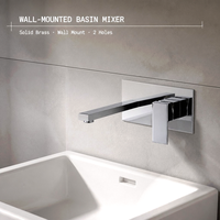 Robinet de salle de bain mural en laiton massif, mitigeur de lavabo encastré à 2 trous, robinet de lavabo à poignée unique, vente en gros