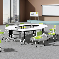 Chine salle de formation personnalisée bureau pliable table de conférence ronde modulaire pliante avec pieds en métal whlee