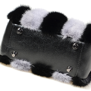 Borsa in pelliccia di visone MWFur borsa a tracolla da donna borsa da donna con doppia cerniera quadrata in pelliccia di visone - Product Image 4