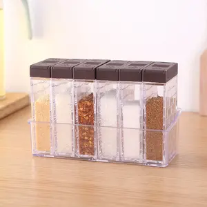 6 cái gia vị Shaker lọ gia vị hộp với nắp gia vị đặt nhựa gia vị lưu trữ container cho gia vị muối và hạt tiêu rõ ràng