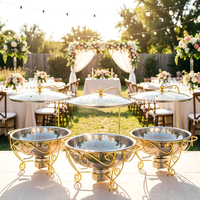 Kommerzieller 4,5L Vergoldeter Edelstahl 201 Chafing Dish - Luxuriöser Buffet-Speisenwärmer mit 24-Stunden-Heizung für Hotel-Catering