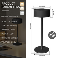 Lampe à LED moderne 1.5W DC5V Lampe de table en plastique avec recharge de type C Options 800mAh 3000K/4000K/6500K pour bureau à domicile