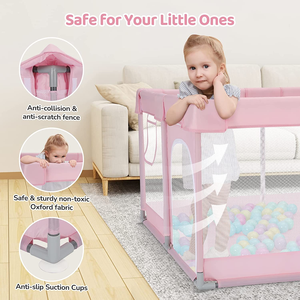 Regalo per neonato <span class=keywords><strong>Pink</strong></span> Girl Play Yard Oxford tessuto materiale pieghevole recinzione di sicurezza per bambini box per bambini con tappetino - Product Image 3