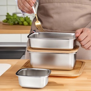 Boîte à bento rectangulaire en acier inoxydable 304 avec couvercle en bambou, 1600 ml, 2900 ml, récipient de stockage alimentaire, utilisation en réfrigération - Product Image 3