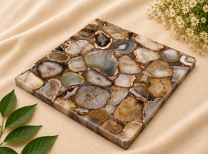 Plaque murale décorative en agate marbrée rouge-brun de 12 pouces pour les intérieurs de maisons et de bureaux, et décoration murale haut de gamme - Product Image 2