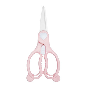 Baby Food Scissors Ceramic Heart Shape Nordic Blue Pink 0-12 Months Home Use - Product Image 3