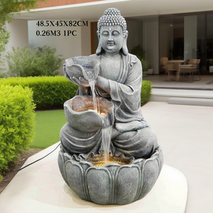 Fontaine d'eau <span class=keywords><strong>Bouddha</strong></span> assis <span class=keywords><strong>Zen</strong></span> avec lumière LED, cascade relaxante en polyrésine <span class=keywords><strong>pour</strong></span> décoration intérieure/extérieure de <span class=keywords><strong>jardin</strong></span> et maison - Product Image 2