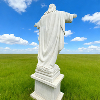 Statue de Jésus aux mains ouvertes en marbre naturel, style européen traditionnel, pour décoration d'église, de jardin ou d'intérieur, durable et faite à la main.