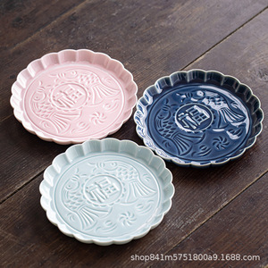 Assiette ronde en céramique pour thé et en-cas, plat à fruits en porcelaine de luxe rétro, vaisselle de fête - Product Image 3