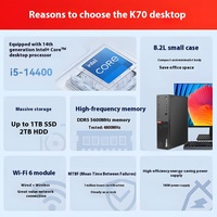 Ordinateur de bureau Lenovo ThinkCentre K70 Core I5 d'origine avec processeur I5-14500, 16 Go de DDR5, 1 To de SSD