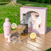 Kit de barman en acier inoxydable avec logo personnalisé, ensemble de shakers à cocktails rose, outils de bar pour cadeau de barman