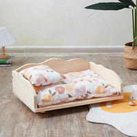 Lit pour chien géant rectangulaire en pin naturel durable XXL, plateforme écologique non peinte, antidérapante, matelas en fibre de coco rafraîchissant pour l'été