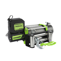 Treuil Électrique de Secours Tout-Terrain 14000LBS 6.4HP 12V/24V Treuil Automobile Câble de 26M Commande Filaire et Sans Fil pour Camion Grue