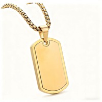 Collier pour homme tendance en acier inoxydable poli, style militaire, avec pendentif plaque militaire et chaîne en bambou, le plus vendu