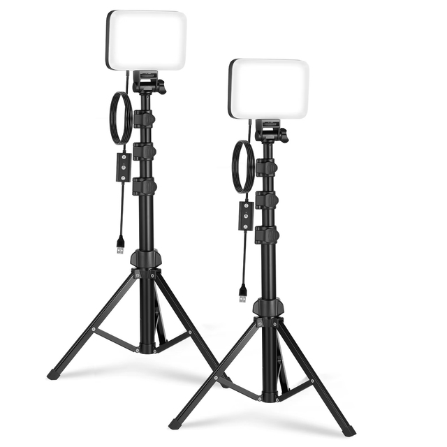 For NEEWER 2-Pack Bi-Color Dimmable LED Video Light Panel Portable Studio Photography Lighting Kit Stands Filters Plastic Materi