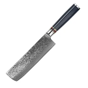 7 Inch Japanese VG10 Damascus Steel Kitchen Cleaver Nakiri Knife With Wooden Box