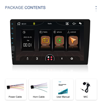 Autoradio Podofo 9 pouces 1din avec écran tactile, CarPlay, Android Auto, lecteur MP5, Wi-Fi, Bluetooth, FM, égaliseur, microphone intégré