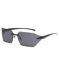 Lunettes de soleil sans monture à verres incurvés pour femmes et hommes, en métal, tendance, personnalisées, rétro, cyber