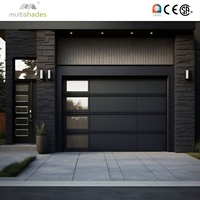 Porte de garage sectionnelle moderne anti-ouragan en acier inoxydable MULTISHADES avec isolation thermique et moteur central antivol