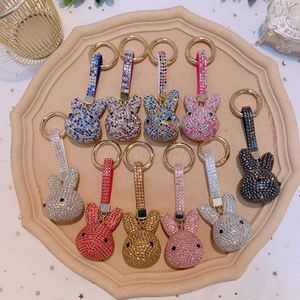 Creative Full Diamond Keychain Rabbit Keychain Attached Diamond Jewelry Fashion Car <b>Key</b> <b>Ring</b> Chain Ladies Gift - Product Image 6