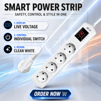 JIUJI JJSVA-FC4 Multiprise 4 prises USB avec protection contre les surtensions, tension/courant réglables pour réfrigérateur, type EU