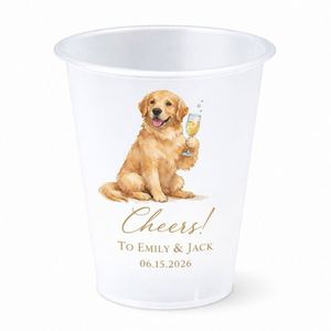 Plastique givré personnalisé pour logo 3D UV DTF, effet métallique doré, appliqué à la main, gobelets de mariage personnalisés - Product Image 1