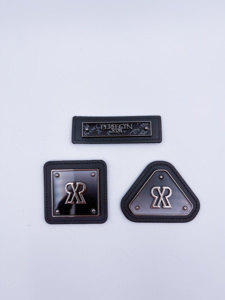 Best Selling Gunmetal Color Embossed Clothing <strong>Labels</strong> Sustainable Decorative Logo Patches for Jackets and <strong>Jeans</strong> - Product Image 5
